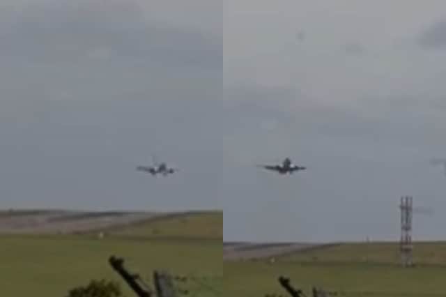 A plane performs a go-around at Leeds Bradford Airport on Friday 4 September.