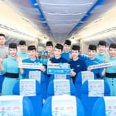 XiamenAir's inaugural flight MF821 landed at Heathrow Airport on September 6