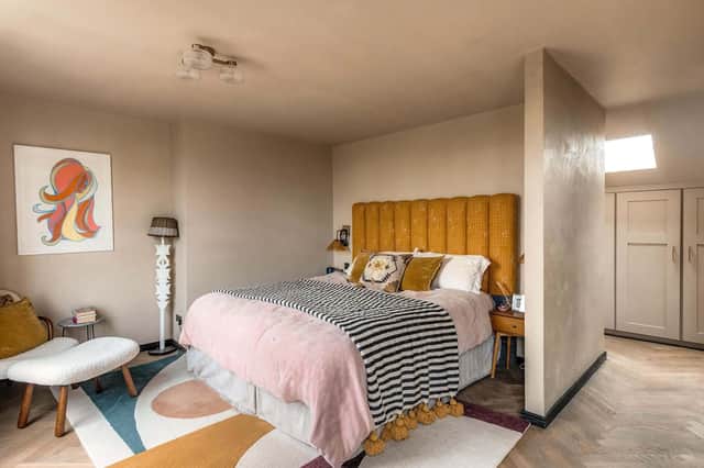 The master suite is in a converted attic space
