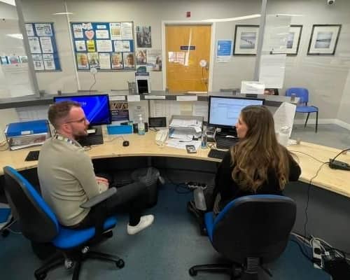 The Business Manager and the Patient Navigator at The Light Surgery in Leeds, a practice helped by AI researchers from the University of Leeds.