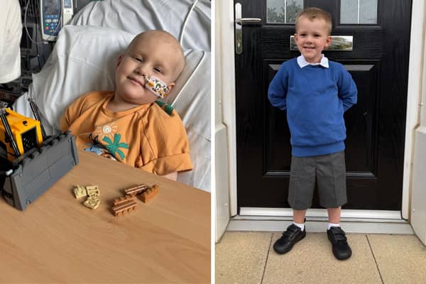 Oliver Harrison started school last week after spending Christmas and his birthday in a coma. 