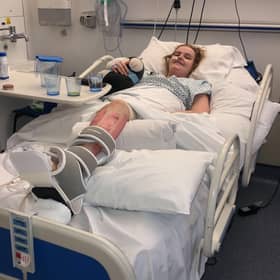 Lucie Maguire in hospital after her devastating injuries. 