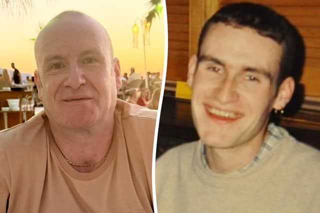 John Granahan on holiday in 2025 and when he was aged 17