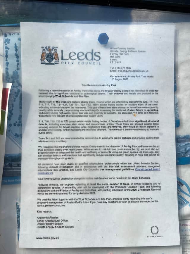 A notice from Leeds City Council.