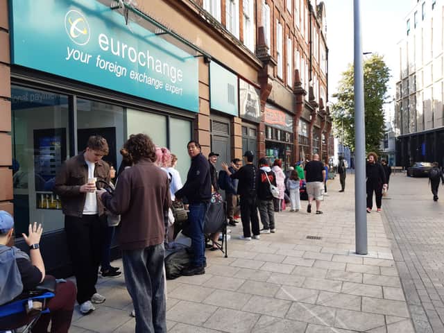 Queues outside Travelling Man on Central Road in Leeds for the Pokémon card game's 30th anniversary