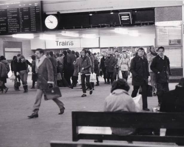 A busy Leeds City Station just before 8.55am on a January morning in 1983.