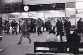 A busy Leeds City Station just before 8.55am on a January morning in 1983.