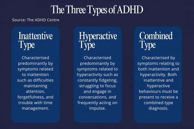There are three diagnosable types of ADHD