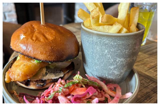 The fish butty with chips costs £10