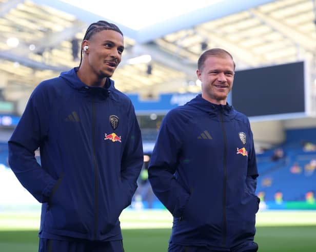 'VERY CLOSE': Deadline day signing Jean-Matteo Bahoya, left, to making his Leeds United debut. 