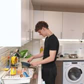 Pictured Izak in the kitchens at Carlton Hill Residences, University of Leeds.