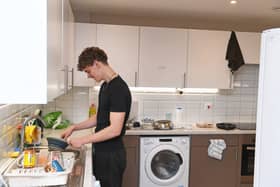 Pictured Izak in the kitchens at Carlton Hill Residences, University of Leeds.