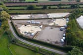 Aerial view of the Travellers site being constructed near Hillam