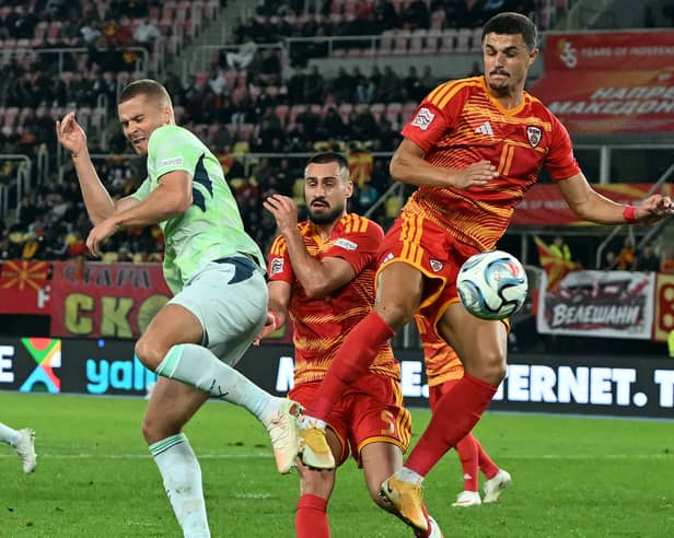 PERFECT START: For Leeds United defender Nico Elvedi, left, and his Switzerland side against North Macedonia in the Nations League.