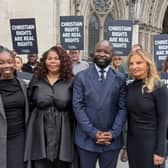 Felix Ngole outside the Royal Courts of Justice in London on Monday where he is challenging a tribunal's decision to remit his case to a previous tribunal for reconsideration of whether he was discriminated against over his beliefs on homosexuality