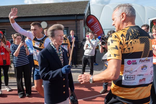 HRH The Princess Royal sounds the drum as the final 7 in 7 continued today
