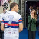 Prince and Princess of Wales greet Sir Kevin Sinfield at Wakefield Trinity Rugby League Club as he finished day 3 of his ultramarathons.
The Prince and Princess of Wales during a surprise visit to Wakefield Trinity Rugby League Club to see Sir Kevin Sinfield finish day 3 of his 7 in 7 Challenge for MNDA.
The visit Royal couple William and Kate met members of the MND community during their surprise visit to Wakefield. 
Picture by Tony Johnson.