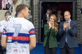 Prince and Princess of Wales greet Sir Kevin Sinfield at Wakefield Trinity Rugby League Club as he finished day 3 of his ultramarathons.