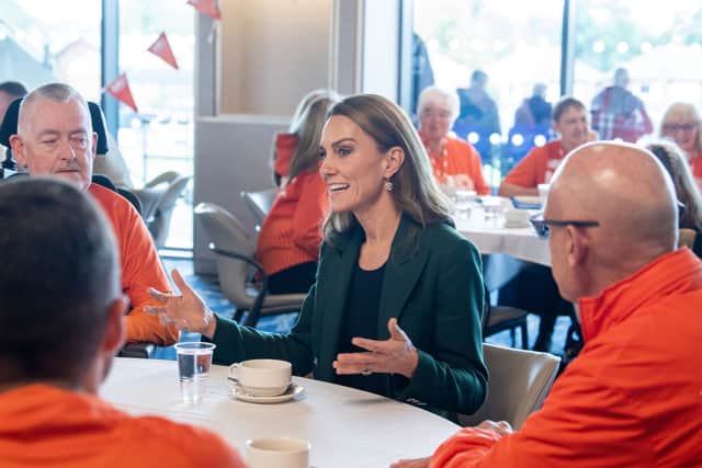 Kate chats to members of the MND community at Wakefield Trinity Rugby League Club
