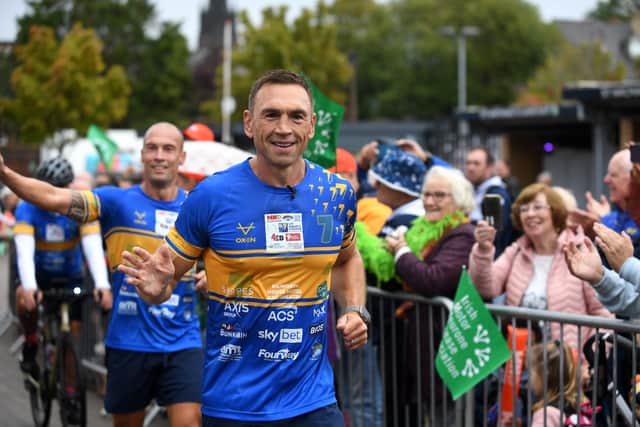 Sir Kevin Sinfield stopped at AMT Headingley, home of the Leeds Rhinos, on the fourth day of his 7 in 7: The Grand Finale challenge