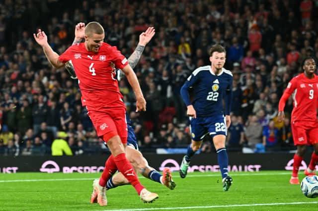 Leeds United defender Nico Elvedi produced a lovely finish for Switzerland against Scotland.