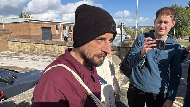 Matthew Johnson (left) leaving HMP Leeds