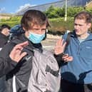Jordan Laverack (left) leaving HMP Leeds on October 1