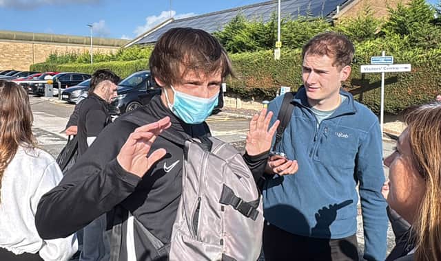 Jordan Laverack (left) leaving HMP Leeds on October 1