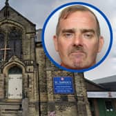 Richmond (inset) broke int St Andrew's Methodist Church in Pudsey, along with several care homes and  assisted living complexes for the elderly.