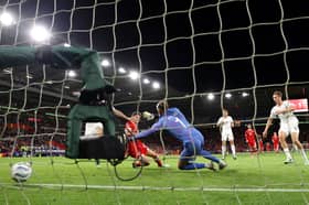 IMPACT: From Leeds United's Dan James as he draws Norway level against Norway.