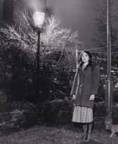 Kathryn Lees pictured in March 1984 with one of the doomed gas lamps.
