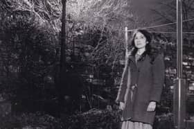 Kathryn Lees pictured in March 1984 with one of the doomed gas lamps.