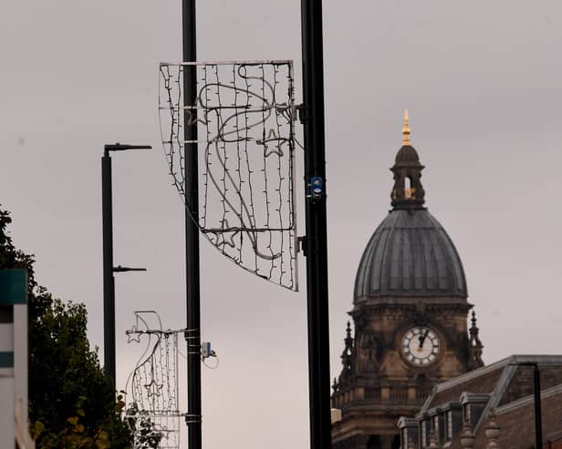 Christmas Decorations in Leeds City Centre. Picture taken by Yorkshire Post Photographer Simon Hulme 6th October 2026
 

