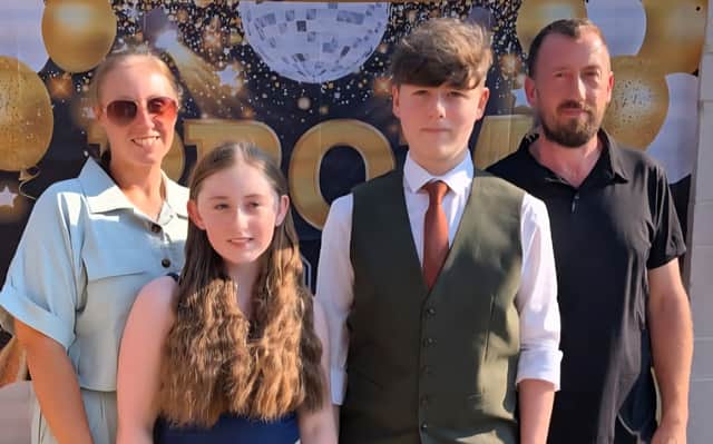 Family transformation: Slimming World’s Leanne with her husband and two children.