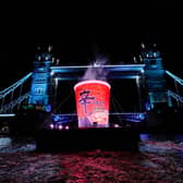 The six-metre-high installation sailed past some of London's most iconic landmarks