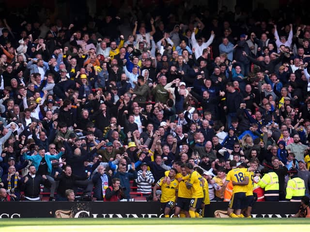 SCENES: In the Emirates Stadium away end as James Justin fires Leeds United ahead against Premier League champions Arsenal.