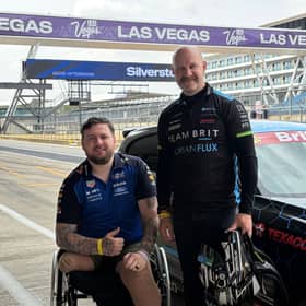 Jordan Jones (L) has signed with disabled racing team Team BRIT