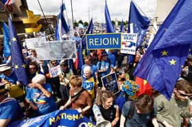 Pro-EU demonstrators attend a rally in London in June this year to mark the tenth anniversary of the Brexit referendum (Picture: Brook Mitchell)