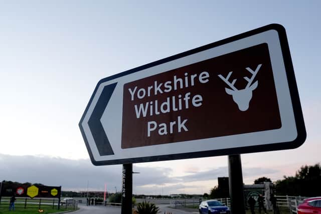 A sign at the entrance to Yorkshire Wildlife Park in Doncaster