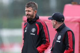 Manchester United boss Michael Carrick was without two key players in an open training session on Monday.