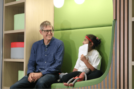 Seven-year-old Hooriya interviewed Louis Theroux at Martin House last week
