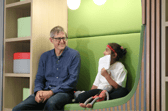 Seven-year-old Hooriya interviewed Louis Theroux at Martin House last week 