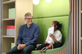 Seven-year-old Hooriya interviewed Louis Theroux at Martin House last week 