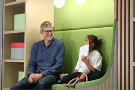 Seven-year-old Hooriya interviewed Louis Theroux at Martin House last week 