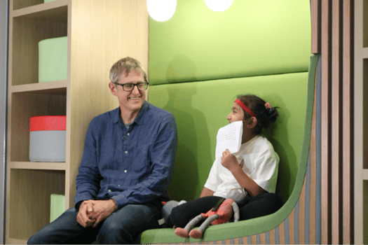 Seven-year-old Hooriya interviewed Louis Theroux at Martin House last week 