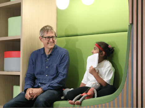 Seven-year-old Hooriya interviewed Louis Theroux at Martin House last week 