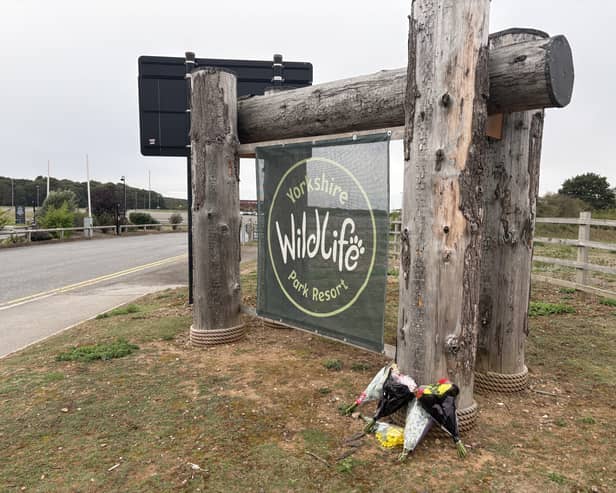 Flowers left at the entrance of Yorkshire Wildlife Park in Doncaster (Dave Higgens/PA)