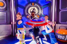 Disney Junior Cinema Club hosts Joe and Bex filming at Disneyland Paris with Captain America