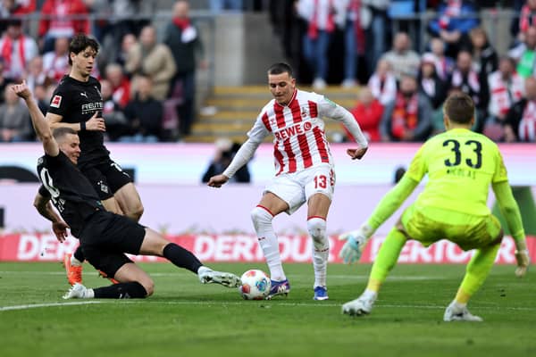 COMPARISON: Drawn by Leeds United defender Nico Elvedi, left, pictured in action for Borussia Monchengladbach against FC Koln.