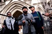 Deputy Green Party leader Mothin Ali speaking outside Royal Court Of Justice, London